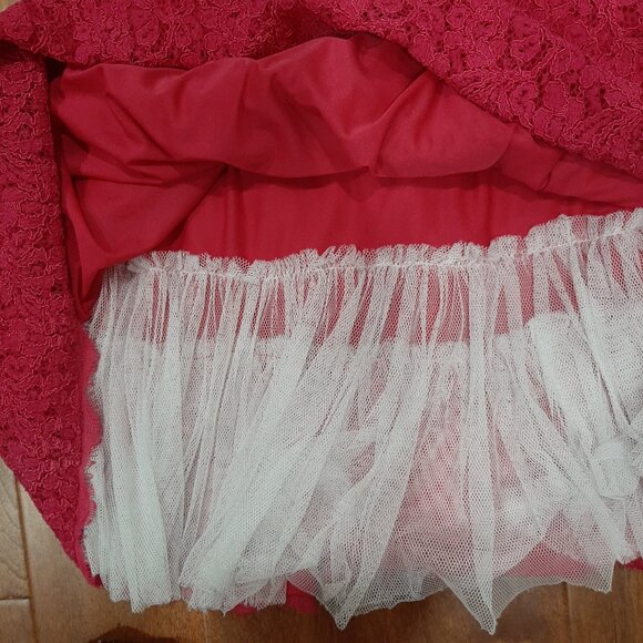 🔥 Adrianna Papell pink lace couture low back coquette pleated flare dress - Picture 6 of 16